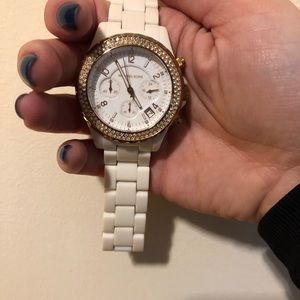 Used White MK watch with additional links